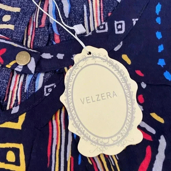 🆕Velzera Navy Geometric Sleeveless Shift Dress M🆕 - Picture 5 of 6